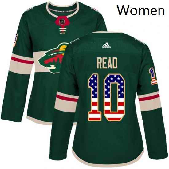 Womens Adidas Minnesota Wild 10 Matt Read Authentic Green USA Flag Fashion NHL Jersey